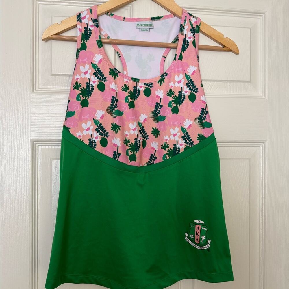 AKA Pink and Green Sleeveless Tank Top